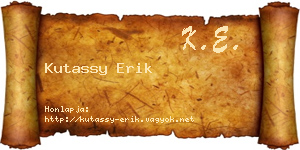 Kutassy Erik névjegykártya